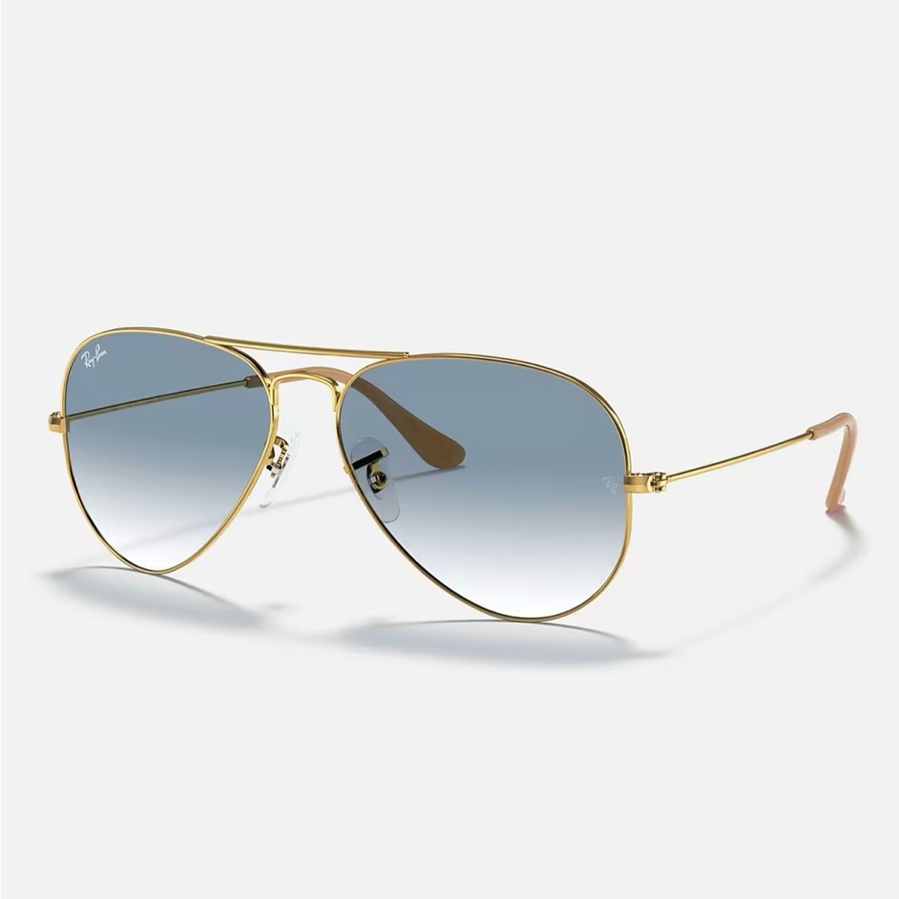 RayBan Aviator Gradient Sunglasses - Polished Gold & Light Blue